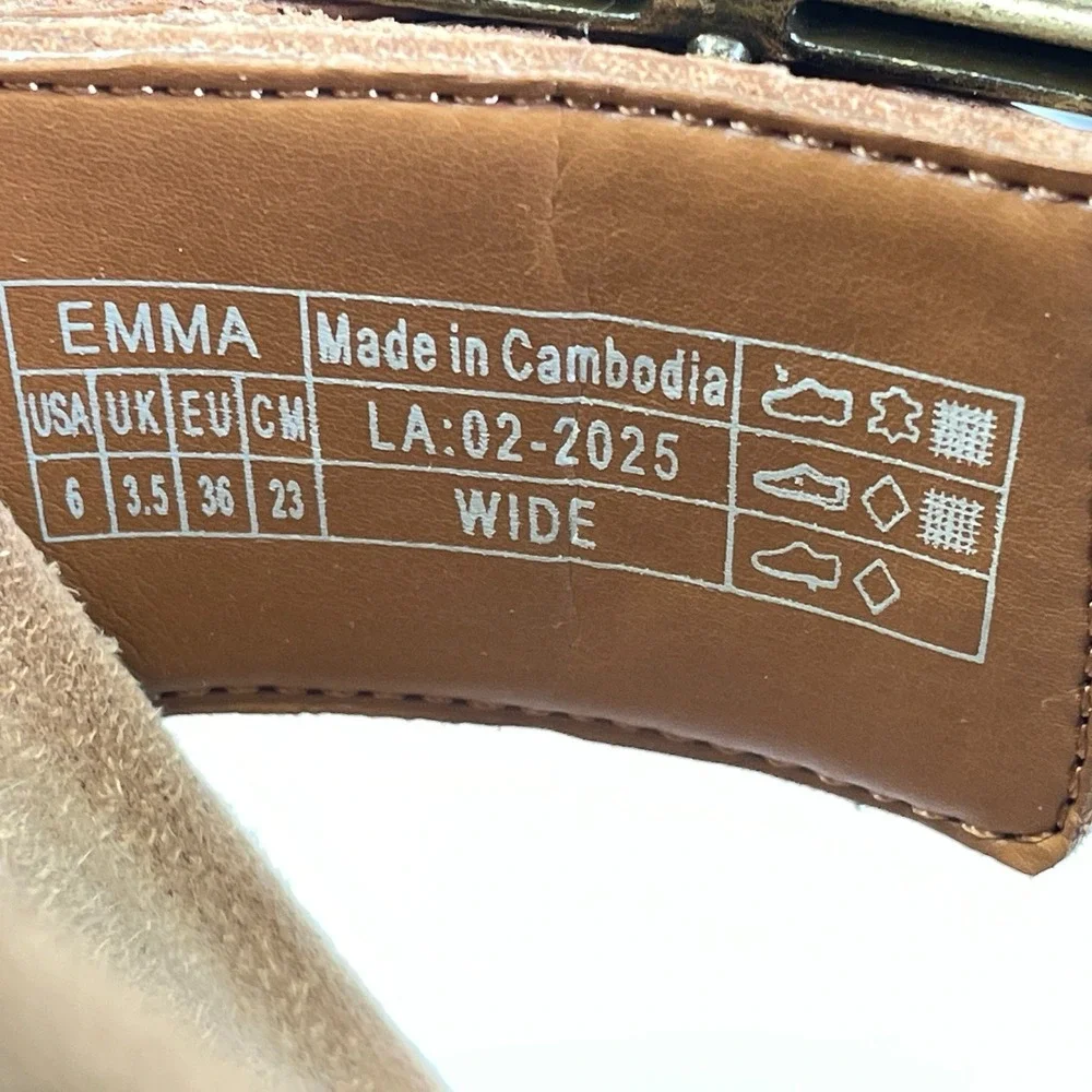 Vionic Emma Sandals Womens Size 6 Wide Tan Brown Pebbled Leather Flip Flop Shoes